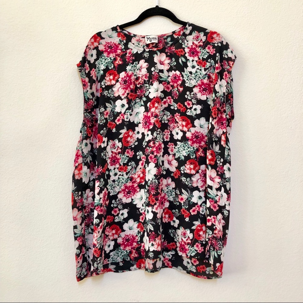 Show Me Your Mumu red & black floral tunic